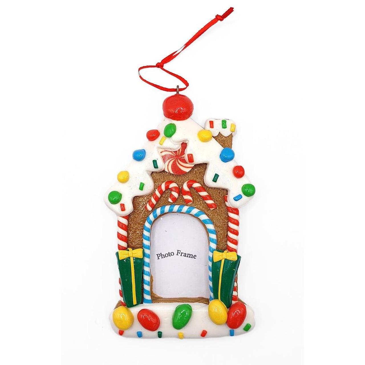 Wizardi Glossy Gingerbread House Frame Christmas Ornament